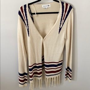 Forever 21 cream fringe sweater